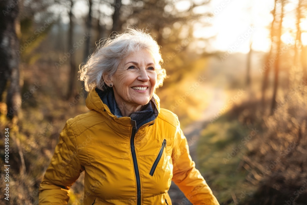 Gehen: Vitale Senior Frau Walking in Nature for Fitness and Sport Training Gehen: Vitale Senior Frau Walking in Nature for Fitness and Sport Training