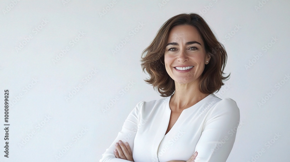 Confident Woman Smiling in Bright Environment Confident Woman Smiling in Bright Environment