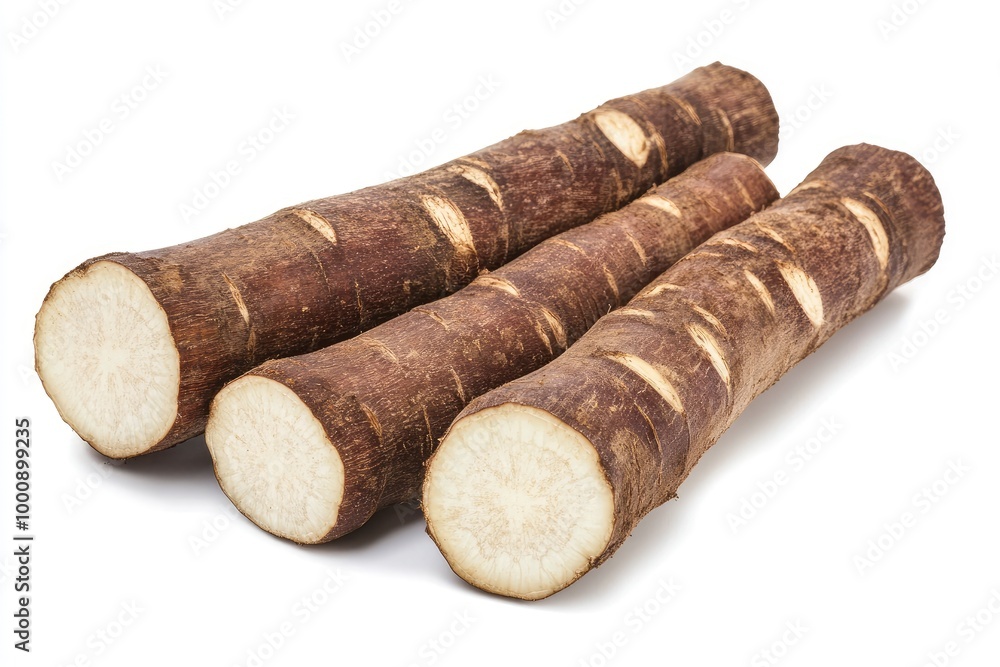 Cassava isolated on white background - generative ai Cassava isolated on white background - generative ai