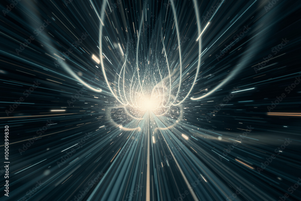 Light Streams Racing Through Space.generative AI Light Streams Racing Through Space.generative AI