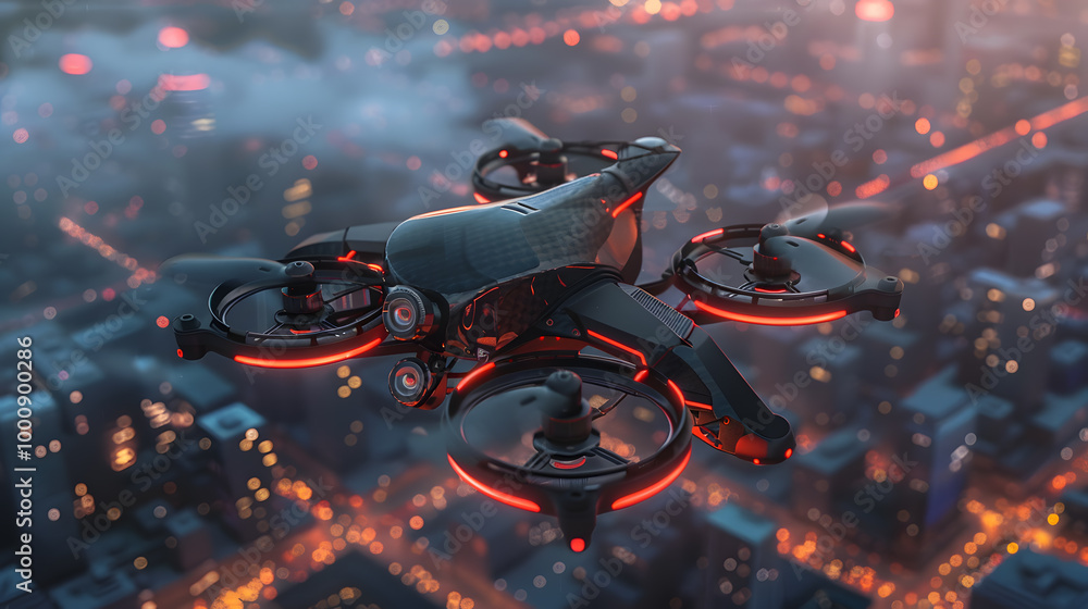 A small drone flying in the sky, surveillance, espionage. Neural network AI generated art A small drone flying in the sky, surveillance, espionage. Neural network AI generated art