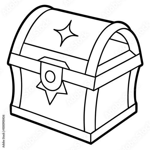 Treasure Chest Illustration:  A simple line drawing of a treasure chest, with a single star on the lid,  evokes adventure and hidden riches.  A timeless symbol of exploration and reward.