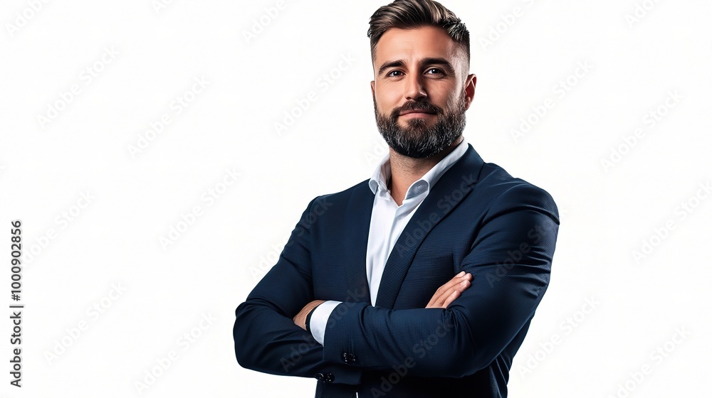 Fototapeta premium Confident Man in Business Attire with Beard