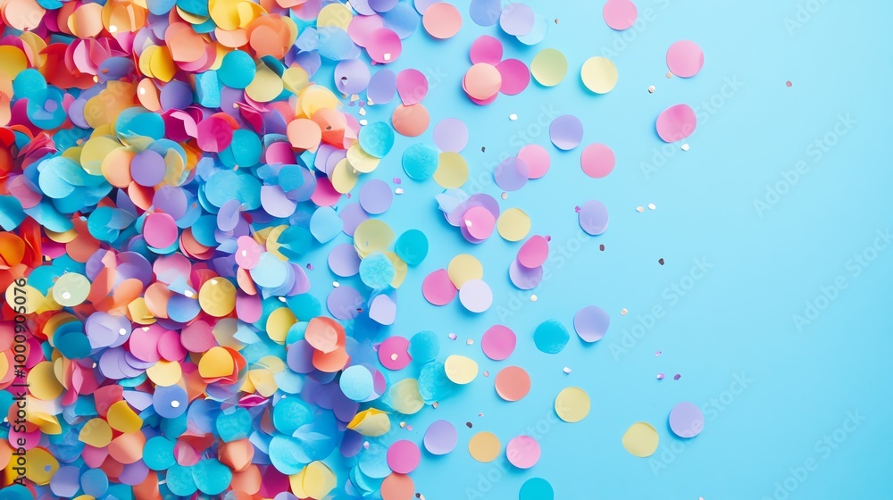 A blue background with colorful confetti. A blue background with colorful confetti.