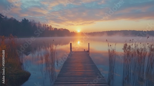 Fototapeta Naklejka Na Ścianę i Meble -  Sunrise on Polish lake