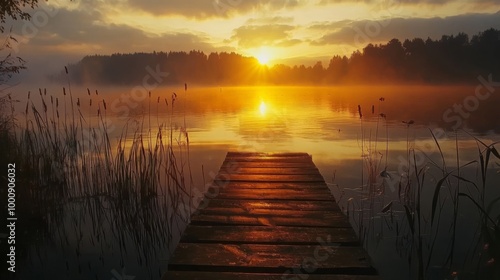 Fototapeta Naklejka Na Ścianę i Meble -  Lake sunrise, Poland