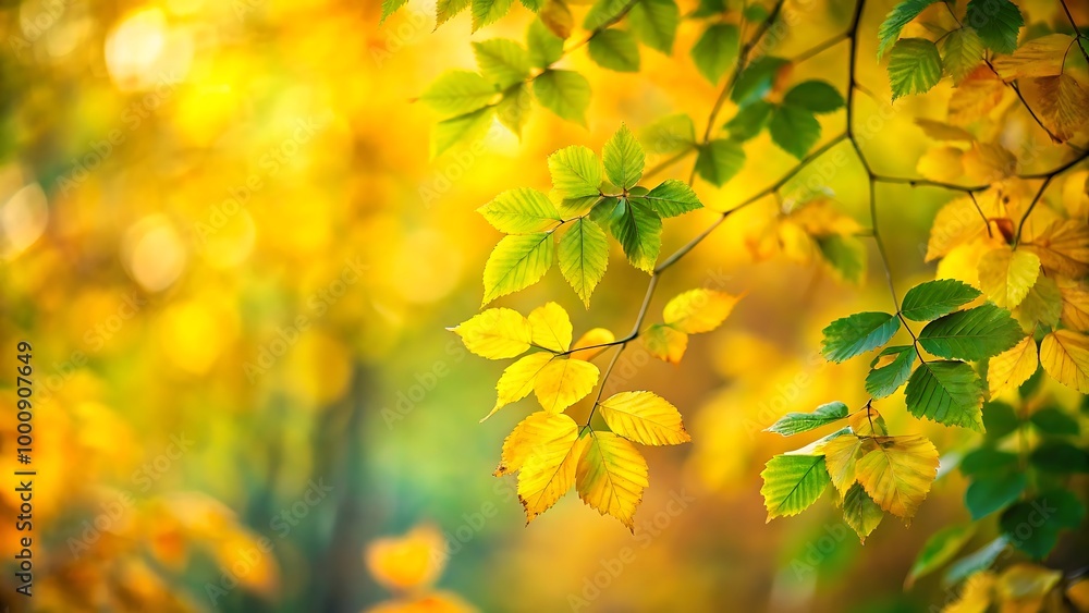 Vibrant Autumn Leaves with Golden Backdrop Vibrant Autumn Leaves with Golden Backdrop