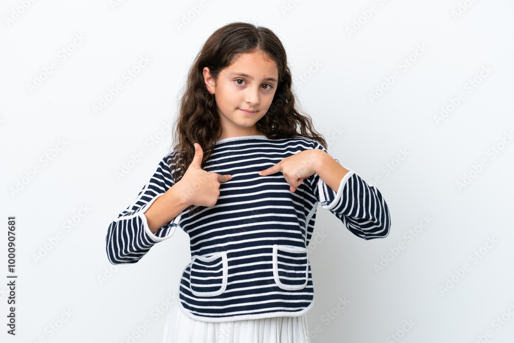 Fototapeta premium Little caucasian girl isolated on white background with surprise facial expression