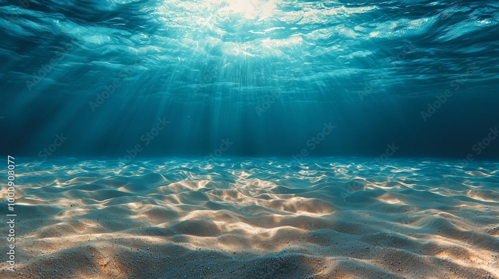 Serene Underwater Scene with Sunlight and Sand Serene Underwater Scene with Sunlight and Sand