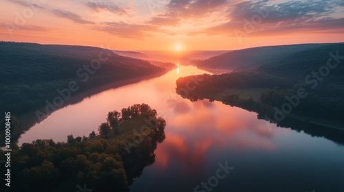 Fototapeta Naklejka Na Ścianę i Meble -  Poland lake sunrise
