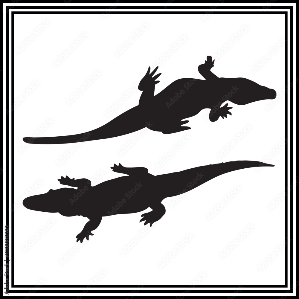 Naklejka premium Alligator silhouette set isolated on white background