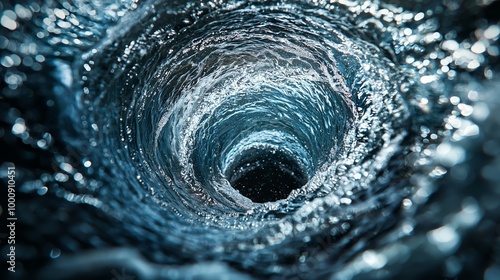 Spiraling Water Vortex Symbolizing Downward Motion