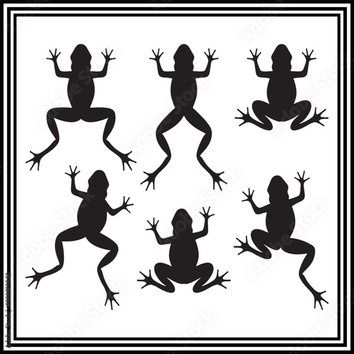 
Vector frogs silhouette illustration set on the white background.