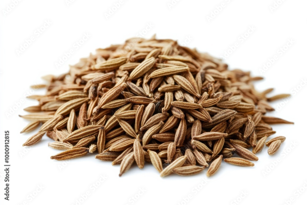 Cumin Seeds Pile on White Background. Isolated Spices for Indian Cuisine Cumin Seeds Pile on White Background. Isolated Spices for Indian Cuisine