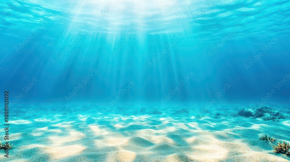 Fototapeta premium A powerful underwater current pulling sand and marine life along the ocean floor, ocean current power, underwater force