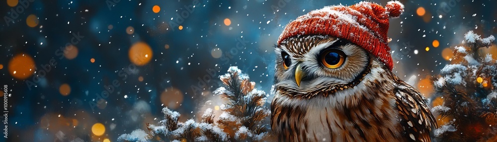 A wise owl wearing a New Year s hat, sitting next to a countdown clock, with a vibrant background and plenty of space for copy A wise owl wearing a New Year s hat, sitting next to a countdown clock, with a vibrant background and plenty of space for copy