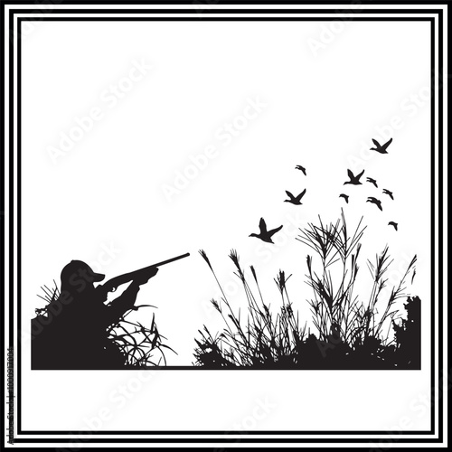 A silhouette of hunting birds illustration