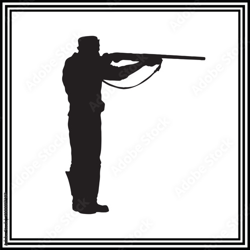 A standing and aiming silhouette, hunting silhouette.