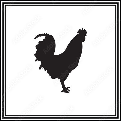 Vector illustration of black silhouette rooster