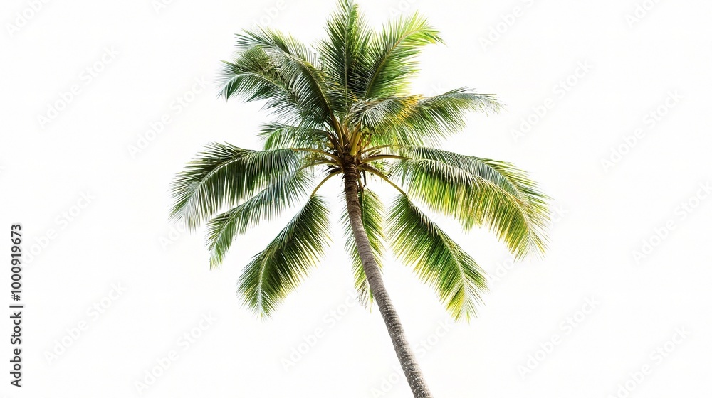 Fototapeta premium Lush Palm Tree Against Bright Sky
