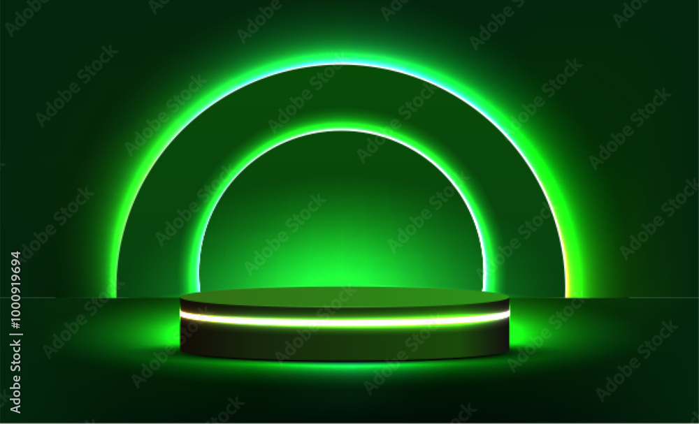 Theme product display podium neon laser green cyber background. Vector. Theme product display podium neon laser green cyber background. Vector.