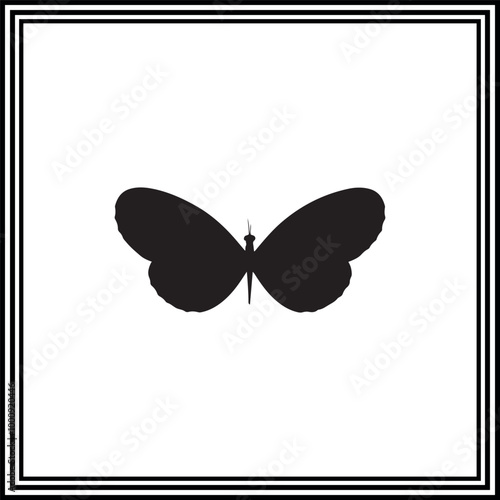 Cute butterfly silhouette on white background.