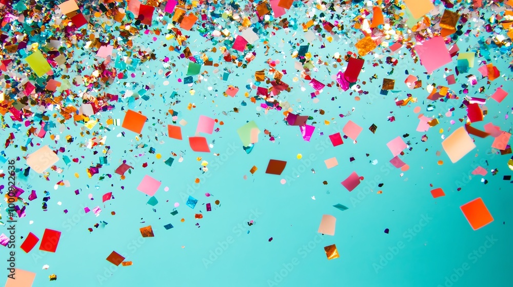 Confetti falling on a blue background. Confetti falling on a blue background.
