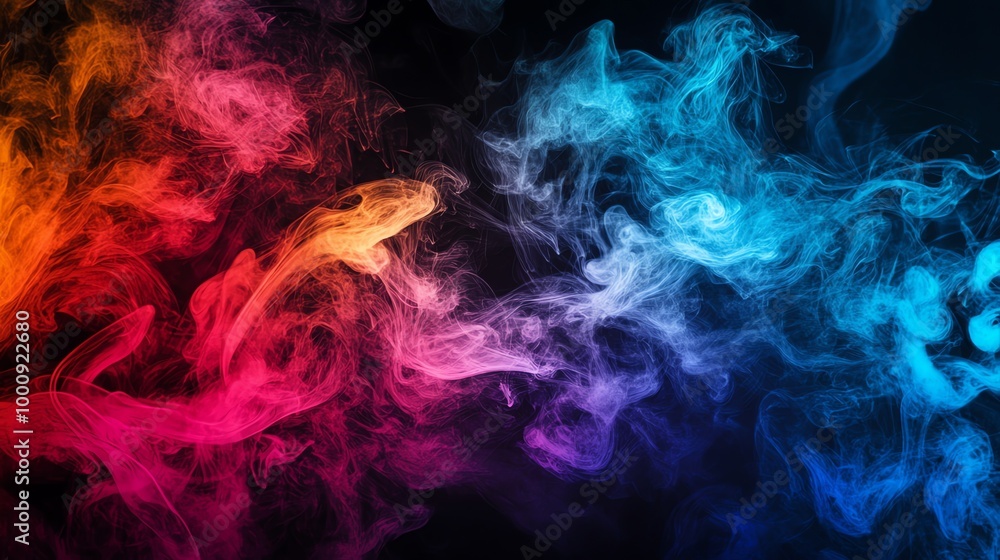 Fototapeta premium Swirling colored smoke on a black background.