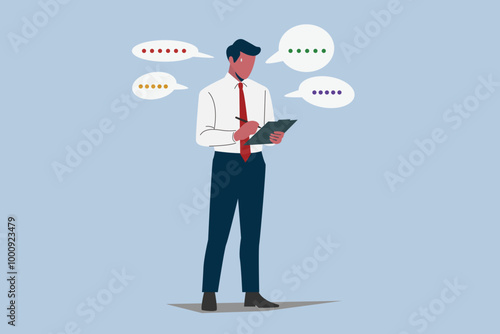 business checklist concept. frustrated - headache businessman tick on  busy checklist. flat cartoon vector illustration 