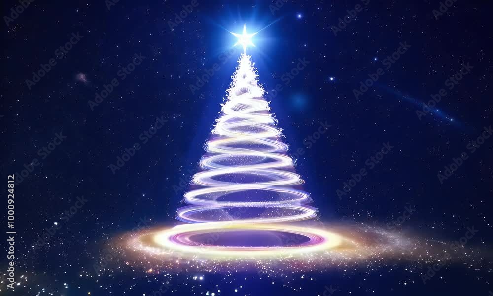 Galactic tree with stars and planets forming a festive shape, with a comet. Galactic tree with stars and planets forming a festive shape, with a comet.
