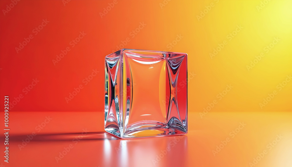 elegant aesthetic design, template with copy space area, colourful glass isolated on clean background, blank advertising display
