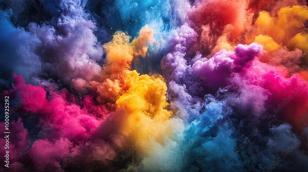 Vibrant Cloud of Colorful Smoke in Motion Vibrant Cloud of Colorful Smoke in Motion