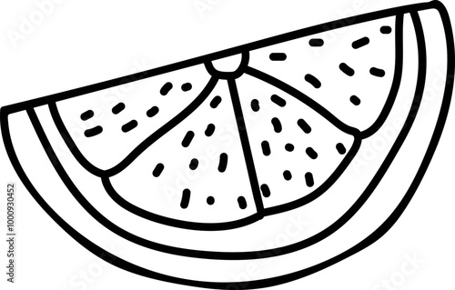 Black and White Citrus Slice Illustration with Detailed Texture