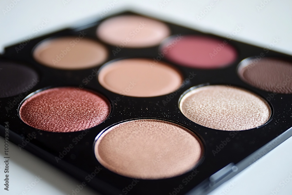 Beige and pink eyeshadow pigments palette, macro Beige and pink eyeshadow pigments palette, macro
