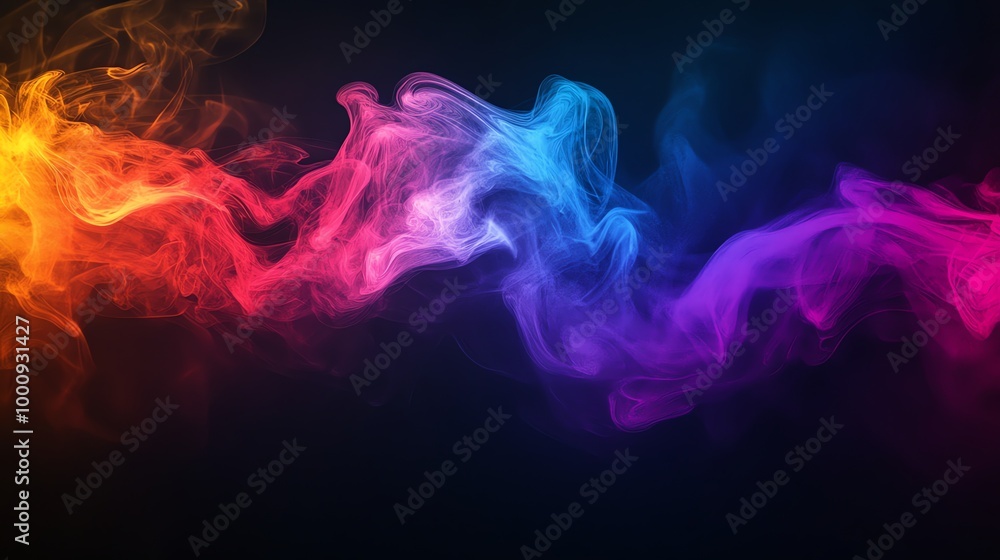 Abstract colorful smoke swirls against a black background. Abstract colorful smoke swirls against a black background.