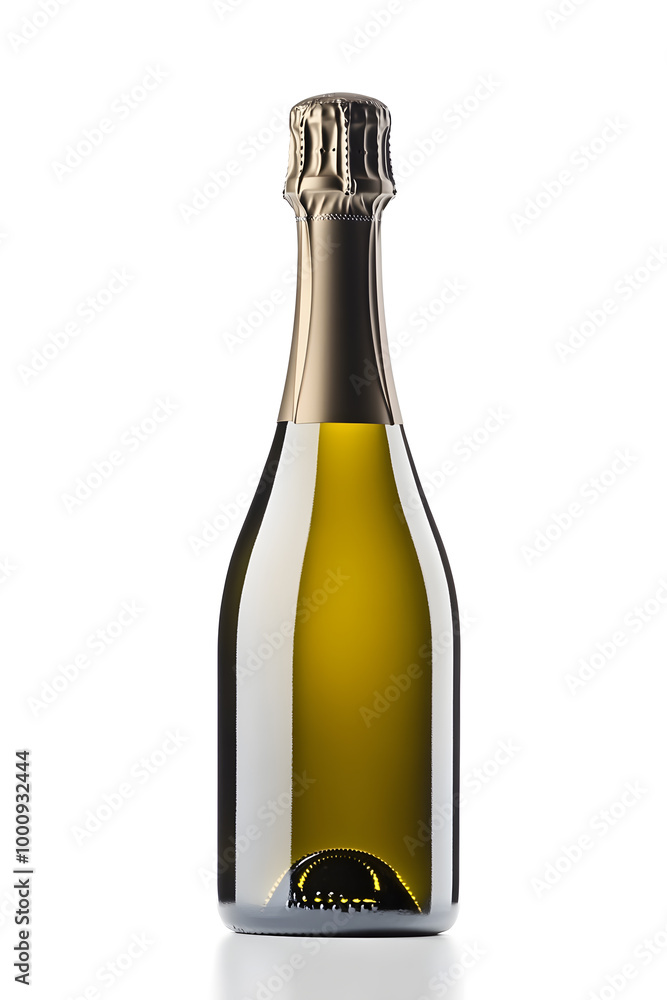 Realistic bottle of champagne mock up isolated over white background Realistic bottle of champagne mock up isolated over white background