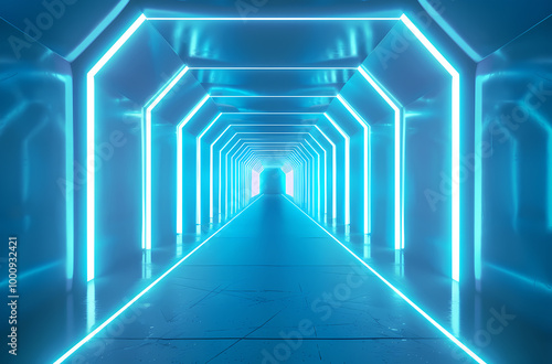 blue tunnel with light