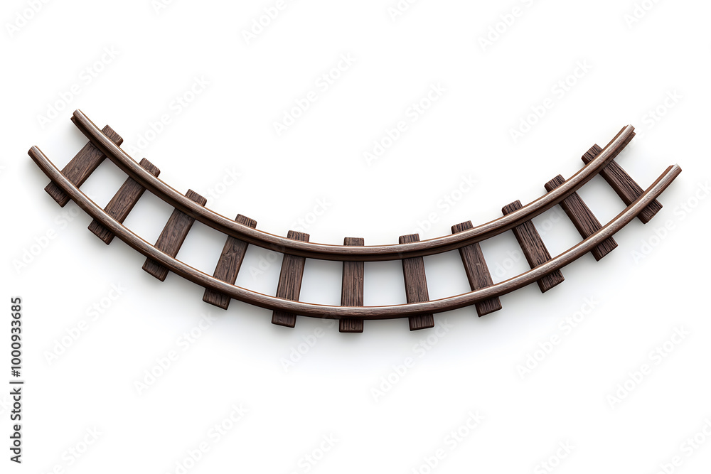 Fototapeta premium 3d Railway rails top view isolated on white background