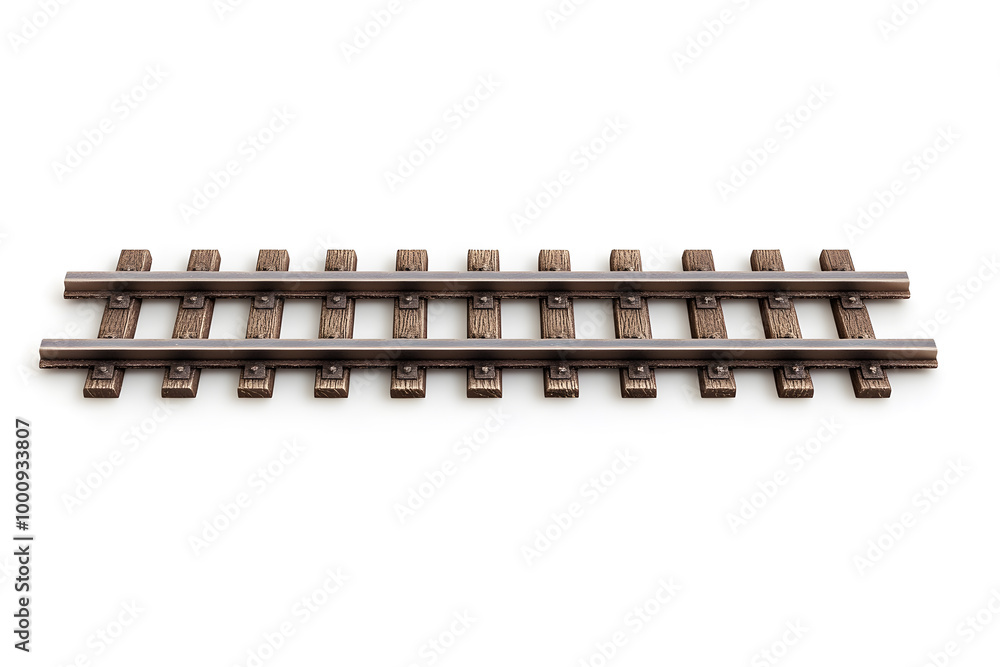 3d Railway rails top view isolated on white background 3d Railway rails top view isolated on white background