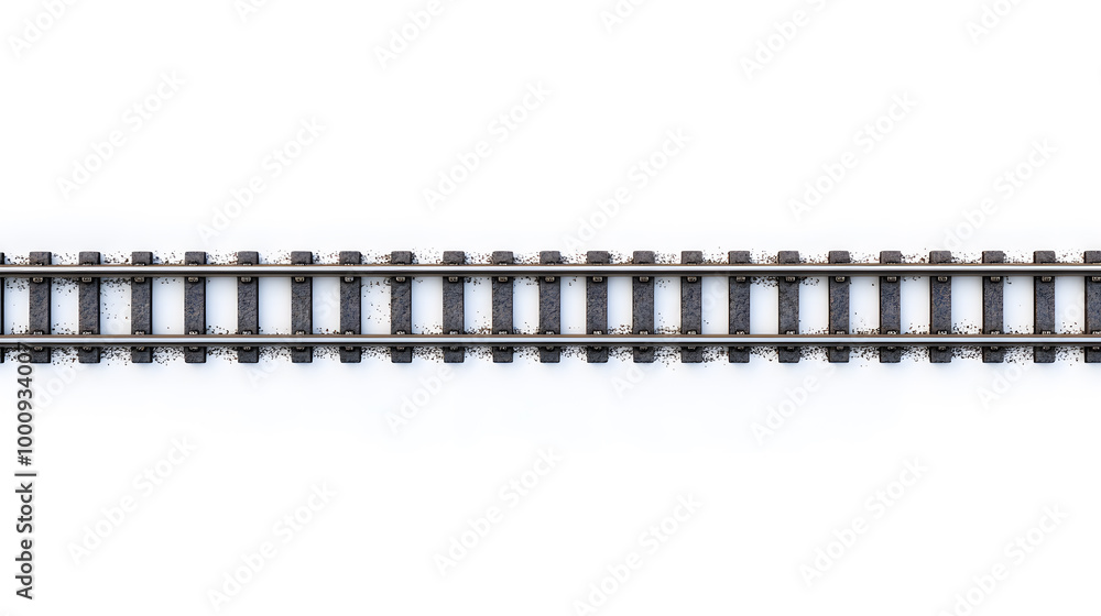 3d Railway rails top view isolated on white background 3d Railway rails top view isolated on white background