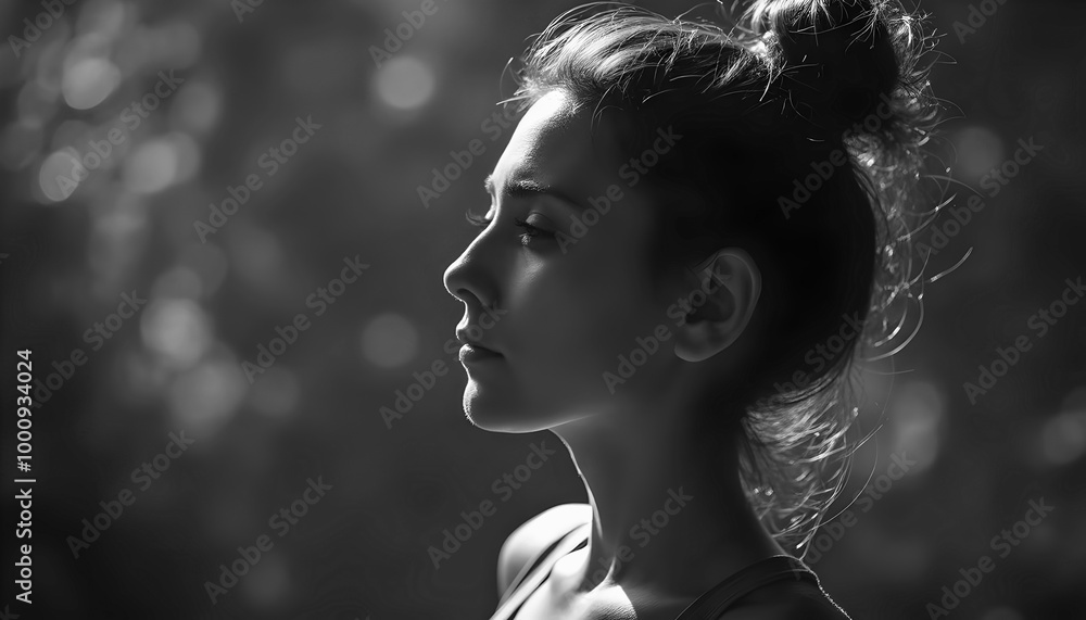 Woman with Eyes Closed in Thoughtful Pose. Woman with Eyes Closed in Thoughtful Pose.