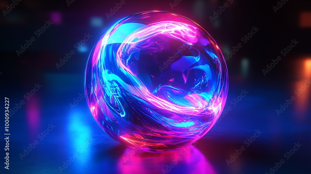 A glowing orb with blue and pink energy swirling inside on a dark background. A glowing orb with blue and pink energy swirling inside on a dark background.