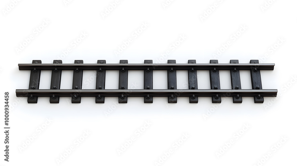 3d Railway rails top view isolated on white background 3d Railway rails top view isolated on white background