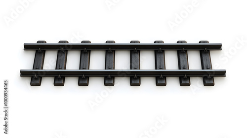 3d Railway rails top view isolated on white background	