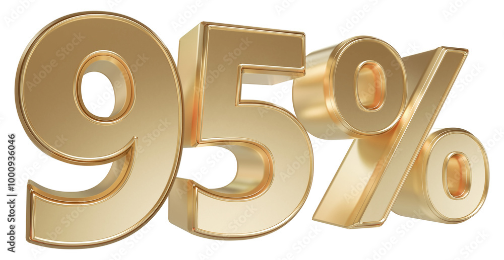 Number 95 Percent Off Sale Gold Number 3D Number 95 Percent Off Sale Gold Number 3D