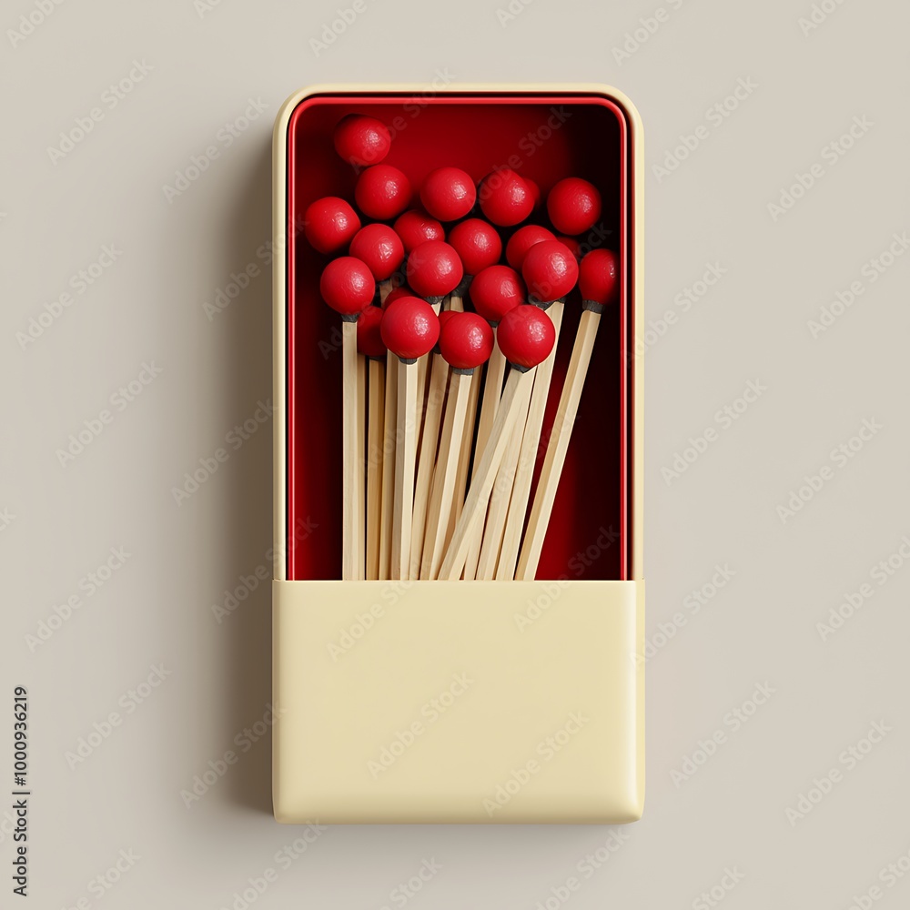 A box of red round matches, small but vibrant, ready to spark a flame. A box of red round matches, small but vibrant, ready to spark a flame.