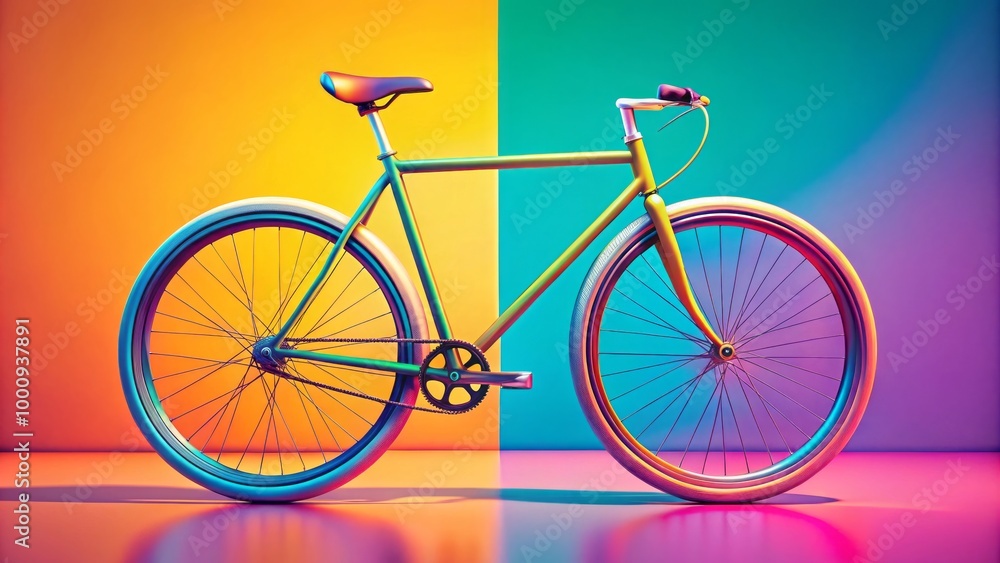 Fototapeta premium A lively, artistic bicycle design infused with vibrant colors, perfect for modern projects that embrace minimalism