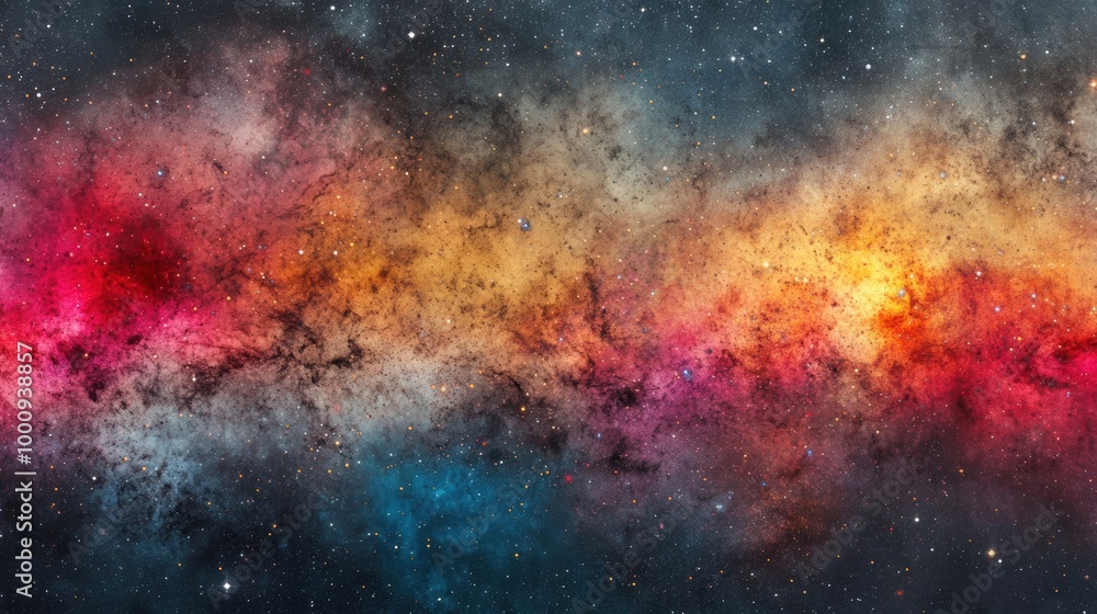 A stunning cosmic nebula displays vibrant colors and swirling gas clouds, showcasing the beauty of deep space with countless stars A stunning cosmic nebula displays vibrant colors and swirling gas clouds, showcasing the beauty of deep space with countless stars
