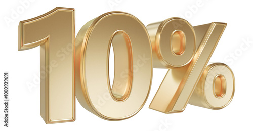 Number 10 Percent Off Sale Gold Number 3D