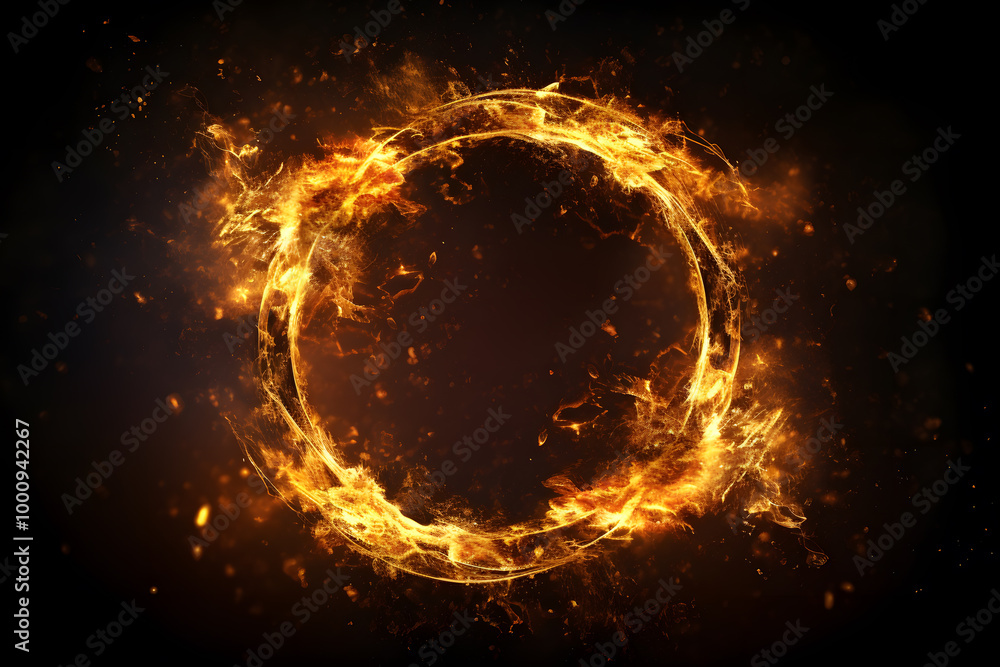 Fire flame circle isolated on black background Fire flame circle isolated on black background